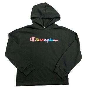Champion Youth Girl's Long Sleeve French Terry Rainbow Script Hoodie